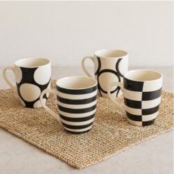 taza ceramica blanco y negro