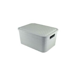 Canasto ratan 25lt color blanco con tapa