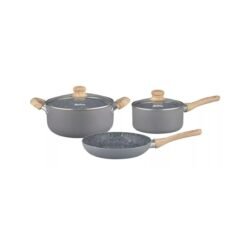 Batería de cocina aluminio gris 5 piezas Hudson
