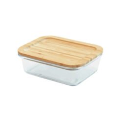Contenedor hermético Carol de vidrio con tapa de bambú 23x17cm