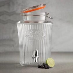 Dispenser de vidrio facetado con canilla Kilner de 8litros