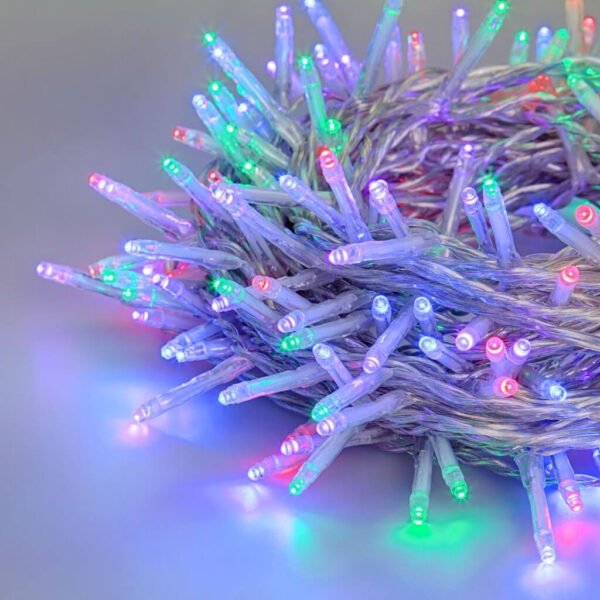 Luces arroz con Funciones x100 multicolor cable transparente