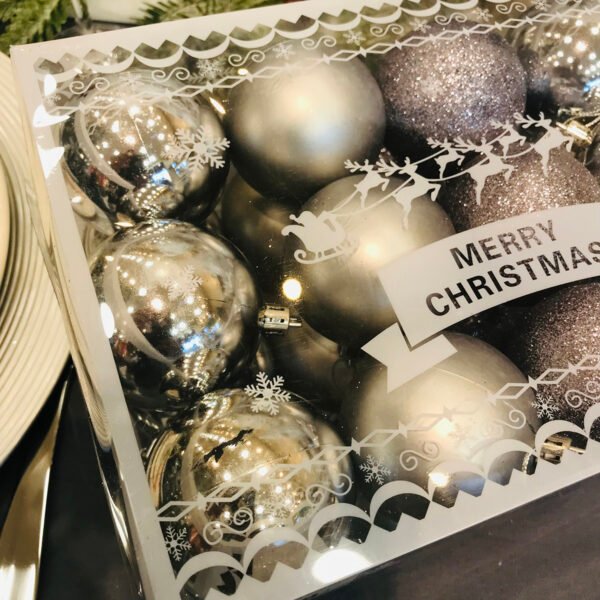 Set de 24 bolas de navidad de plástico metalizado en caja