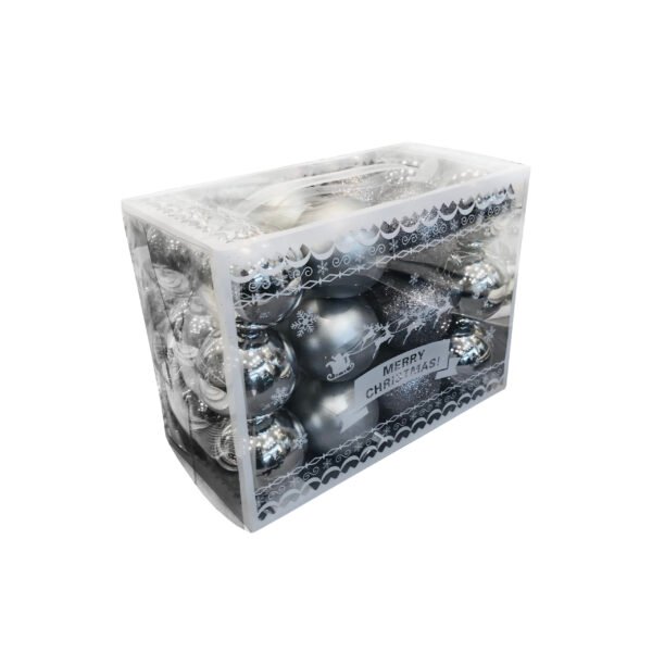 Set de 24 bolas de navidad de plástico metalizado en caja