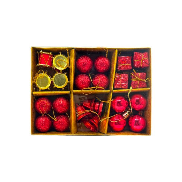Set de 24 adornos de navidad de plástico metalizado