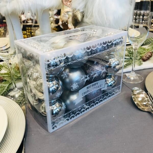 Set de 24 bolas de navidad de plástico metalizado en caja