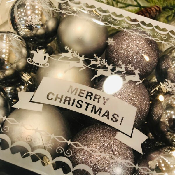 Set de 24 bolas de navidad de plástico metalizado en caja