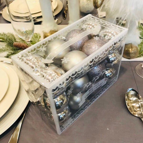 Set de 24 bolas de navidad de plástico metalizado en caja