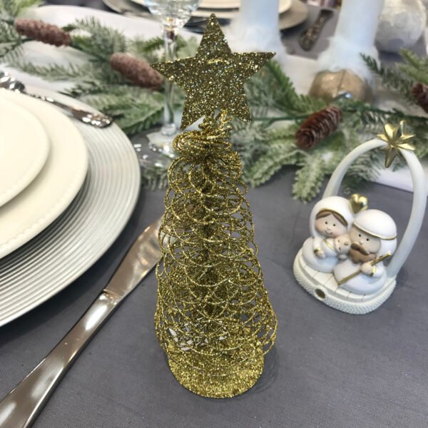 Pinito navideño de alambre con estrella de 7x18cm varios colores
