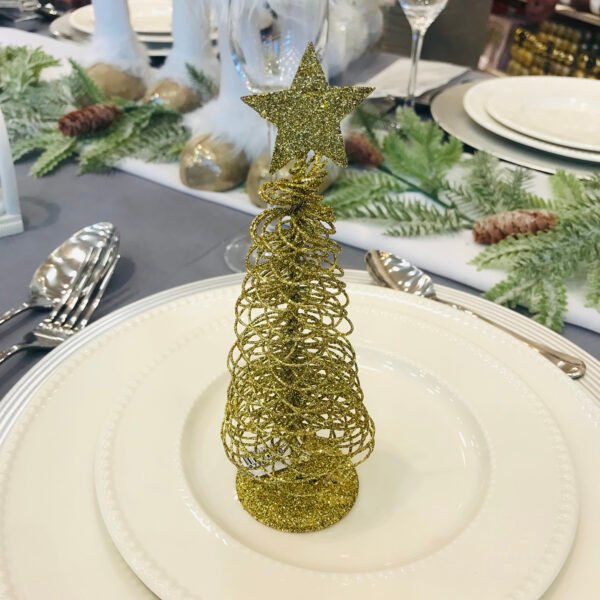 Pinito navideño de alambre con estrella de 7x18cm varios colores