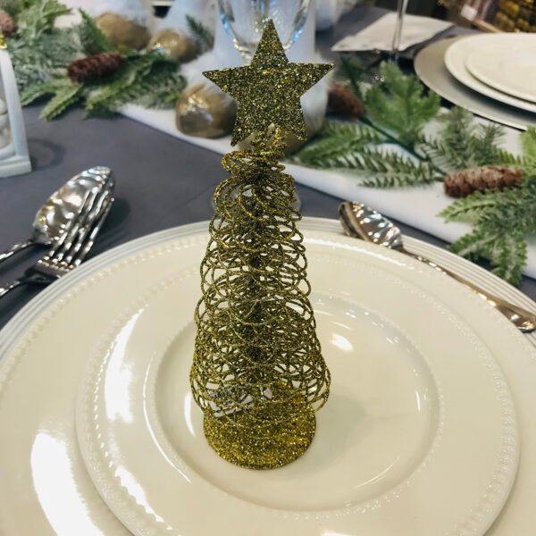 Pinito navideño de alambre con estrella de 7x18cm varios colores