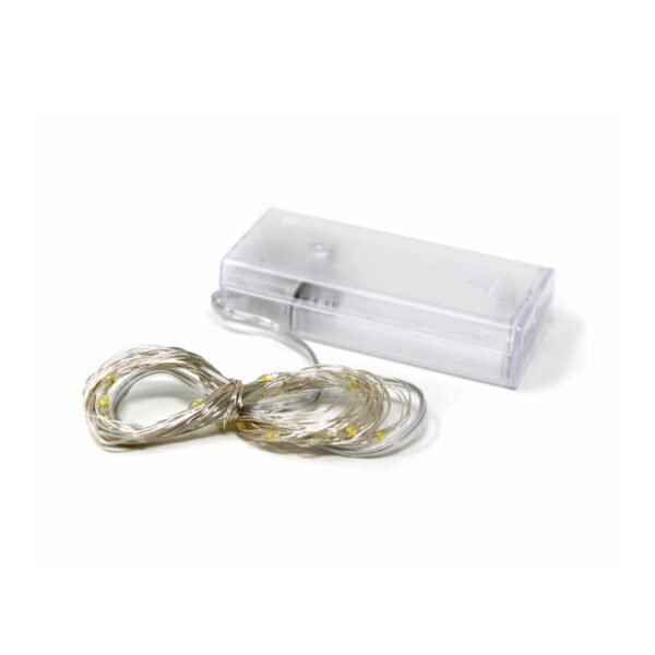 Luz de alambre a pilas x30 led blancas cálidas 3mts