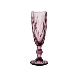 Copa flauta de vidrio violeta labrado con rombos 200ml
