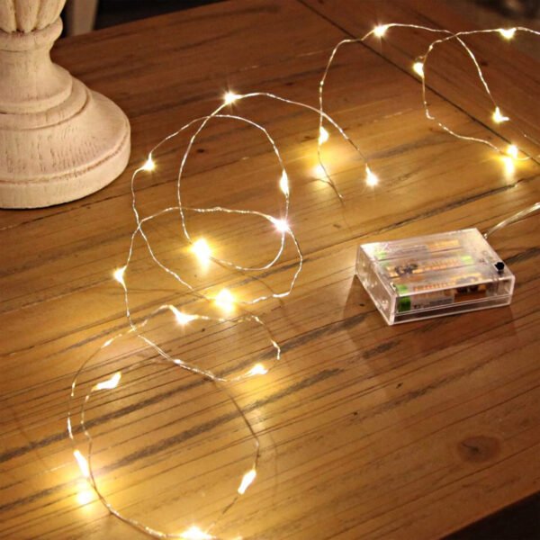 Luz de alambre a pilas x30 led blancas cálidas 3mts
