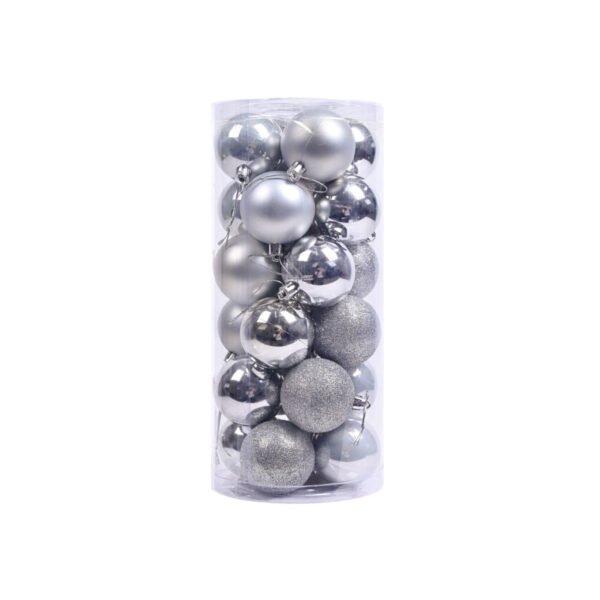 Set de 24 bolas navideñas de 8cm en tubo gigante