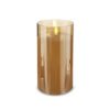 Vela led Nueva York en vaso de vidrio ámbar 15cm