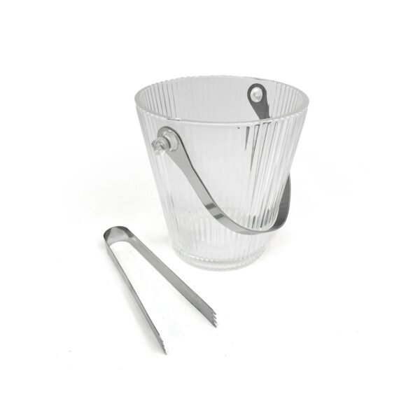 Hielera de vidrio elegante con pinza de acero inoxidable