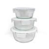 Hermético taper de vidrio redondo con tapa y trabas 400ml