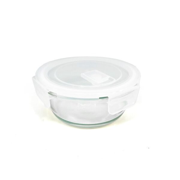 Hermético taper de vidrio redondo con tapa y trabas 400ml