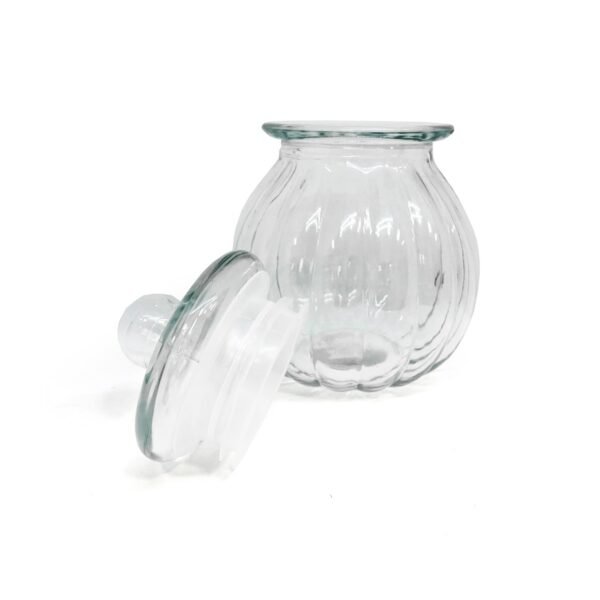 Frasco vidrio rayado bombe con tapa 2,6 litros