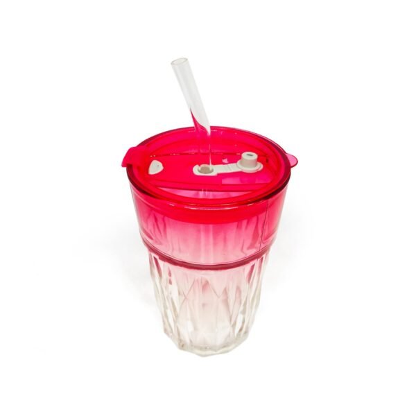 Vaso vidrio con tapa 420ml con fondo blanco