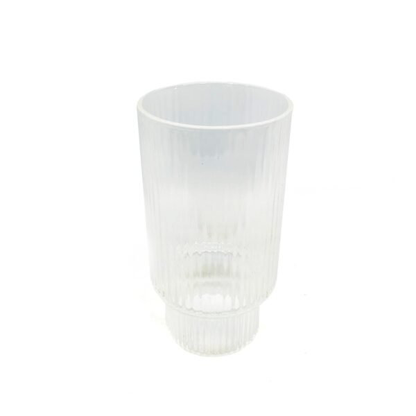 Vaso vidrio alto rayado grande con base pequeña