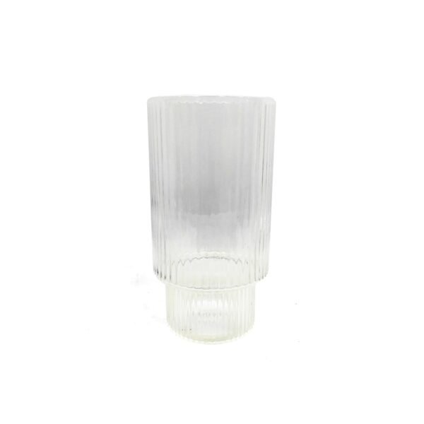 Vaso vidrio rallado alto con fondo blanco