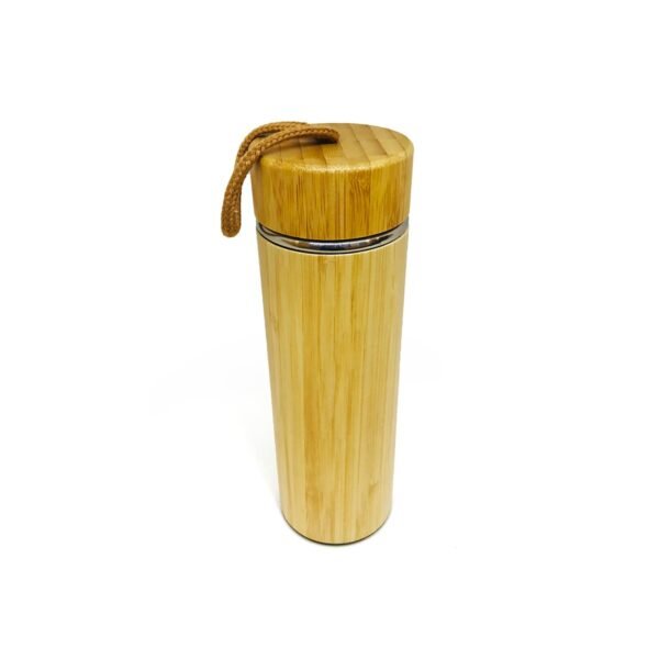 Botella termica acero y bamboo con tapa 450ml