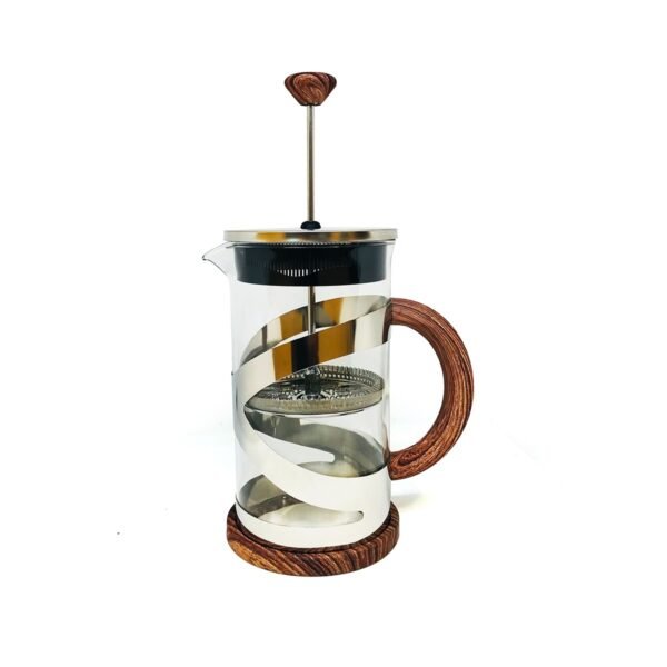 Cafetera prensa francesa embolo vidrio simil madera 1 litro