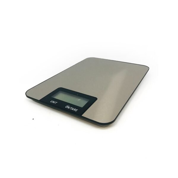 Balanza de cocina acero con fondo blanco