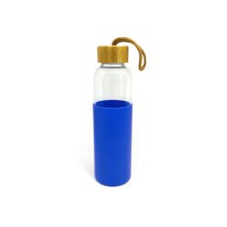 Botella deportiva de vidrio y silicona con tapa de bambú 550ml