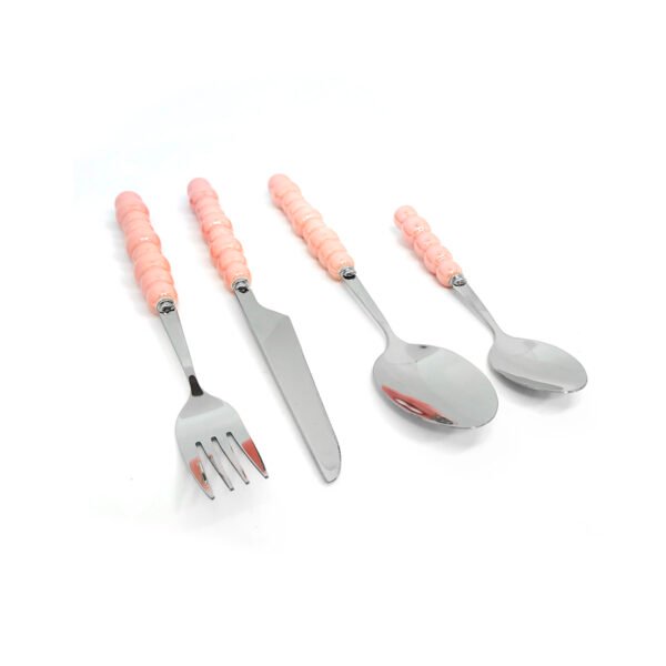 Set x24 cubiertos de acero mango perlas colores