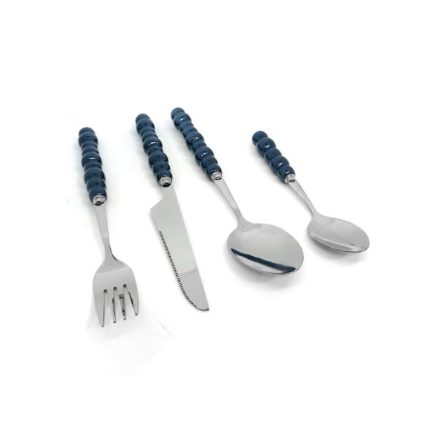 Set x24 cubiertos de acero mango perlas colores