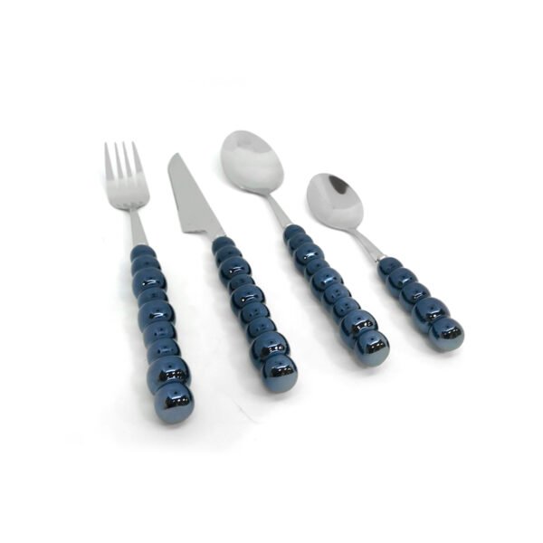 Set x24 cubiertos de acero mango perlas colores