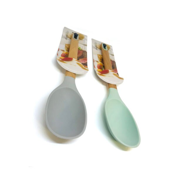 Cuchara para salsa de silicona con mango de madera 34cm