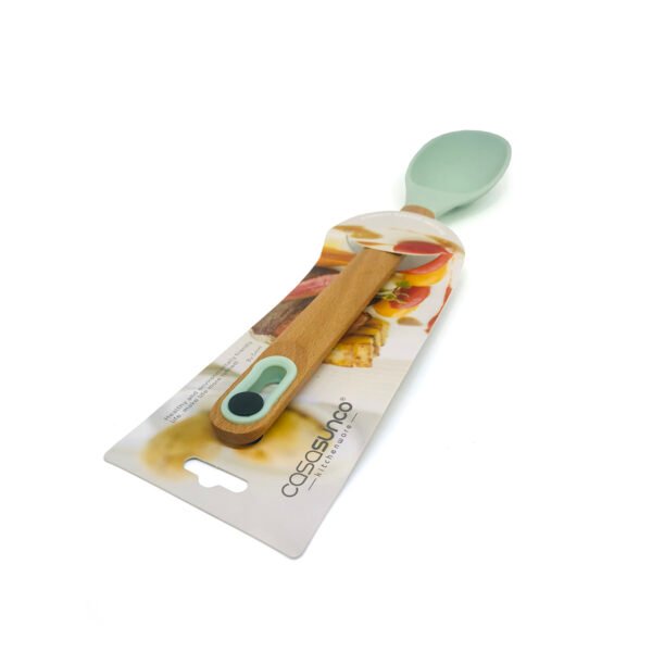Cuchara para salsa de silicona con mango de madera 34cm