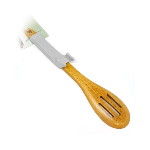 Cuchara calada de madera y mango de silicona 32cm