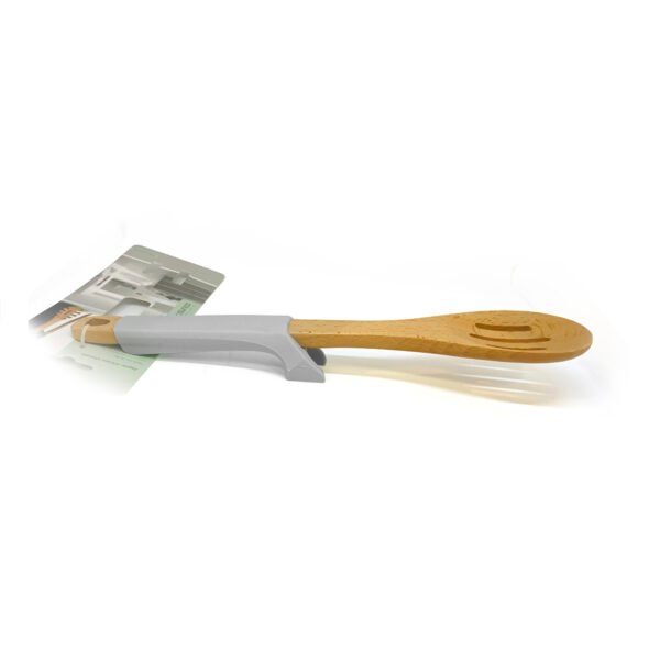 Cuchara calada de madera y mango de silicona 32cm