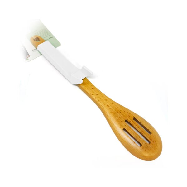 Cuchara calada de madera y mango de silicona 32cm