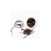 infusor de té bola acero con fondo blanco