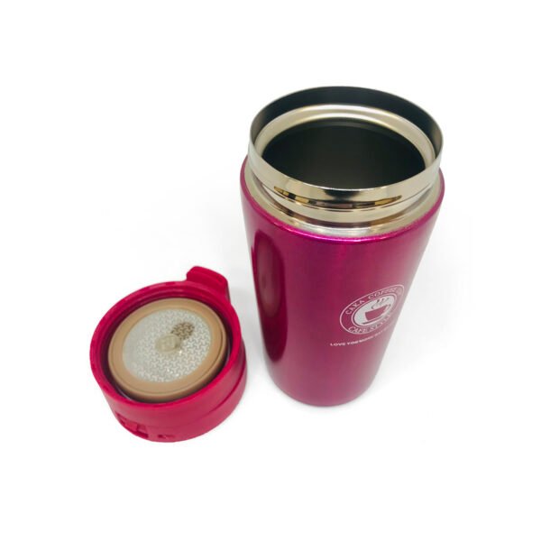Vaso térmico de acero inoxidable con filtro y botón push 380ml