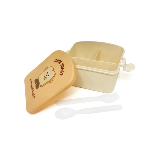 Vianda lunchera plástica con cubiertos desayuno