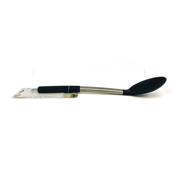 Cuchara de nylon para cocina con mango de metal