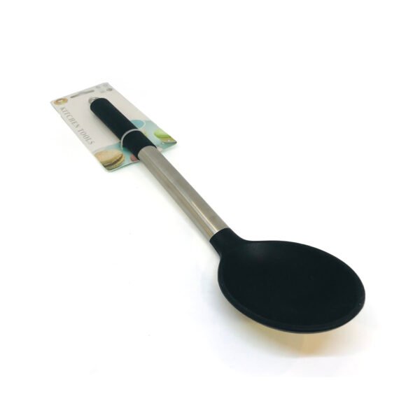 Cuchara de nylon para cocina con mango de metal