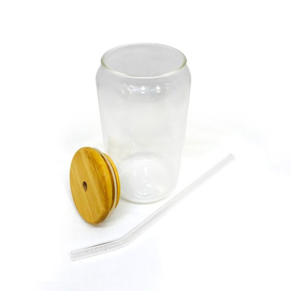 Vaso de vidrio mediano de con tapa y sorbete