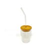 Vaso de vidrio acanalado de 200ml con tapa y sorbete