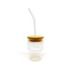 Vaso de vidrio acanalado de 200ml con tapa y sorbete