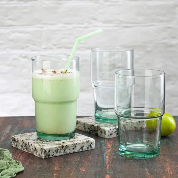 Vaso de vidrio reciclado color verde 440cc