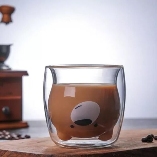 Taza de café doble vidrio "Osito" sin asa 300ml