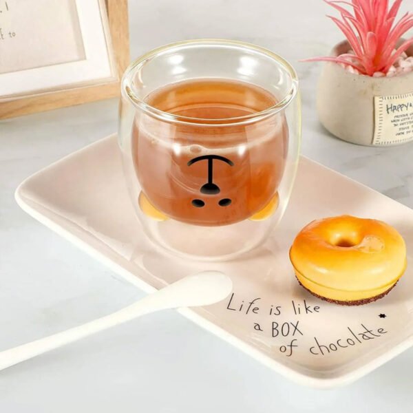 Taza de café doble vidrio "Osito" sin asa 230ml